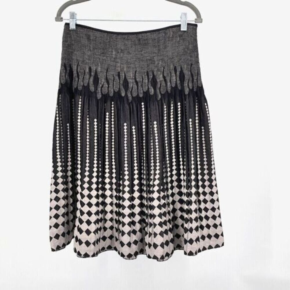 Soft‎ Surroundings Skirt Size L Pleated Pull-On Knee Length Stretch Waist A-Line